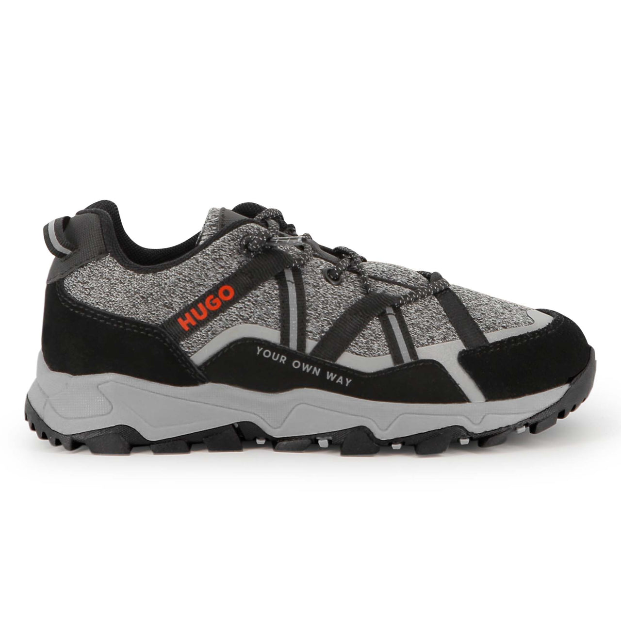 HUGO Tenis para niño y teen color gris y negro agujetas cruzadas