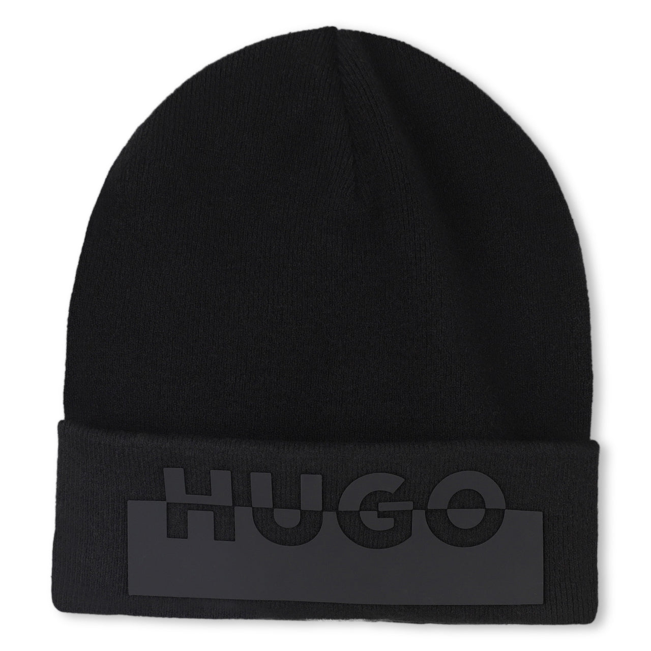 HUGO Gorro de frio para niño y teen color negro logo al tono