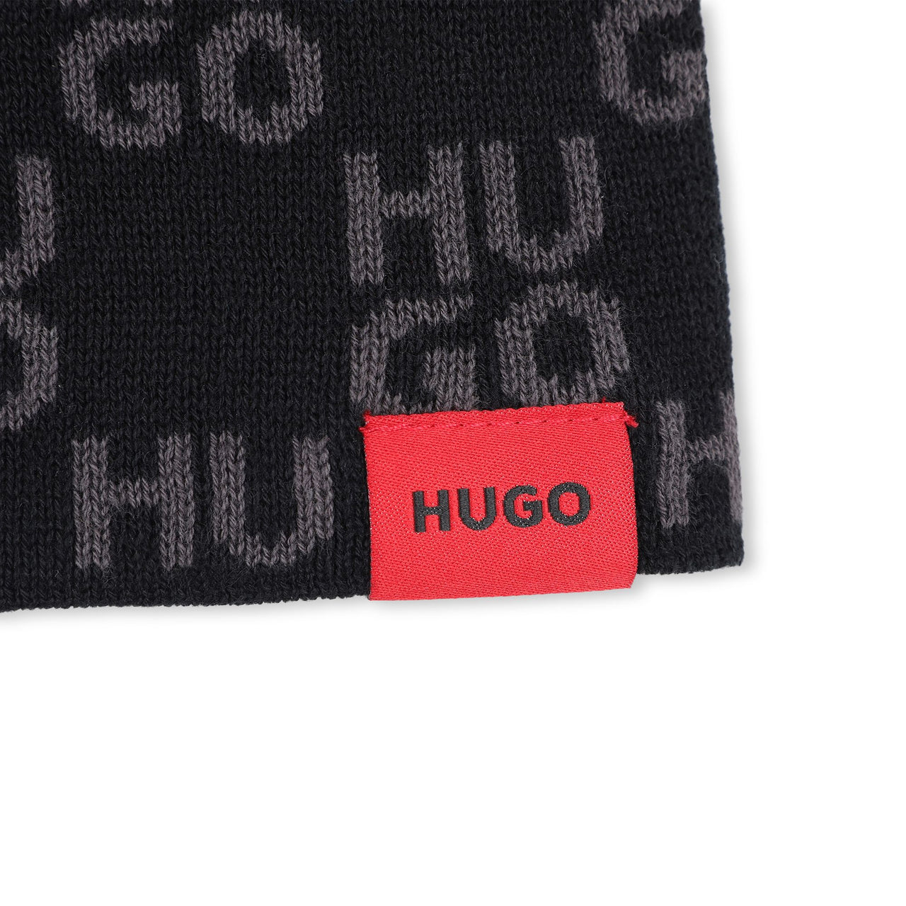 HUGO Gorro de frio reversible para niño y teen unisex color negro y beige