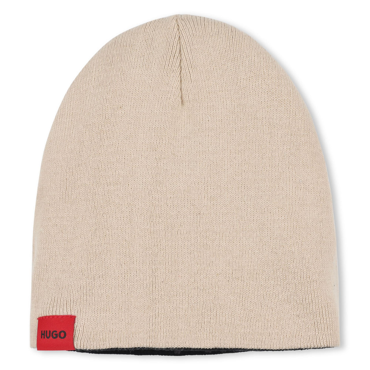 HUGO Gorro de frio reversible para niño y teen unisex color negro y beige