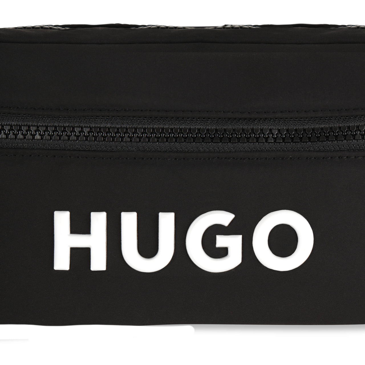 HUGO cangurera para niño y teen negra logo en blanco, ajustable