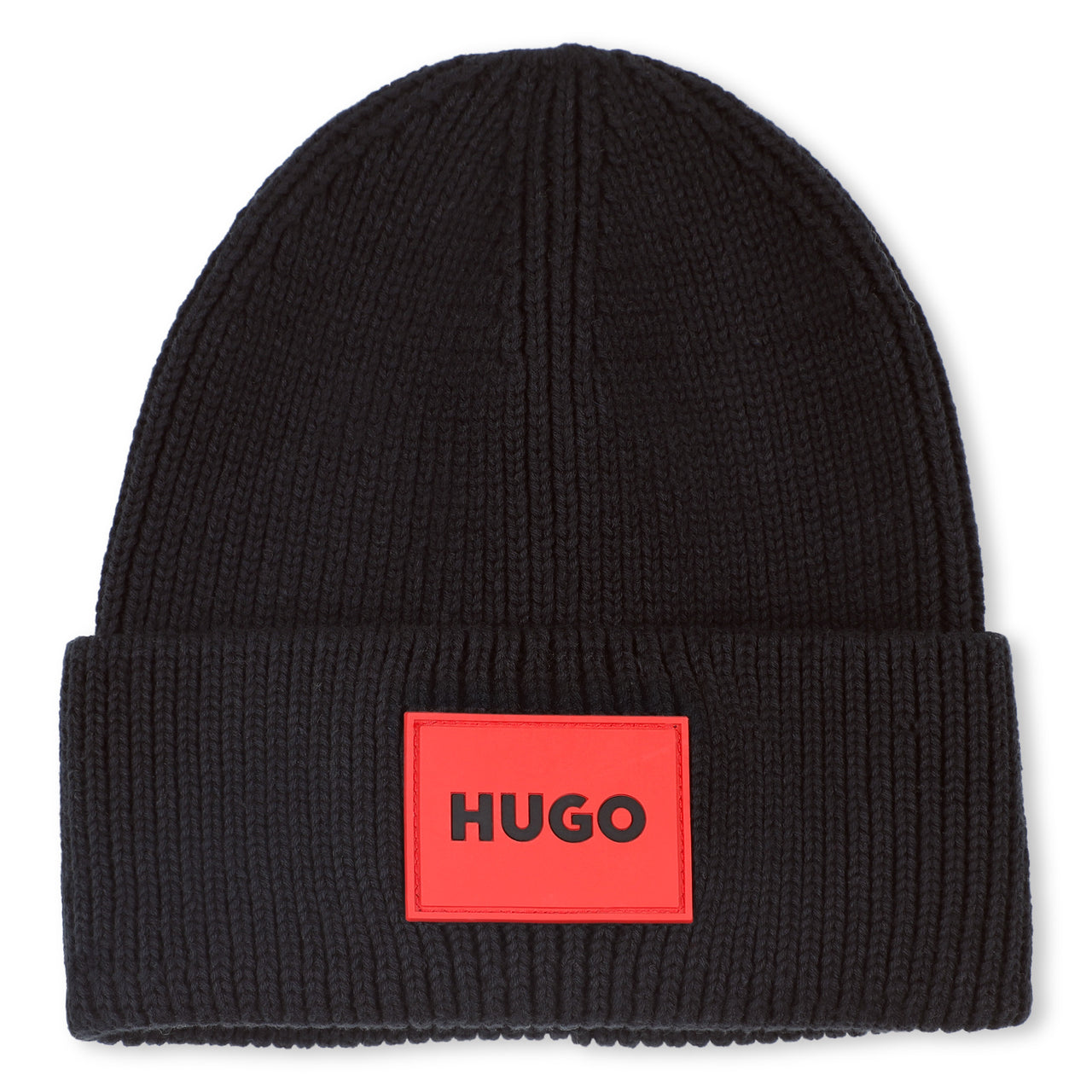 HUGO Gorro de frio para niño y teen  unisex color negro  logo en rojo