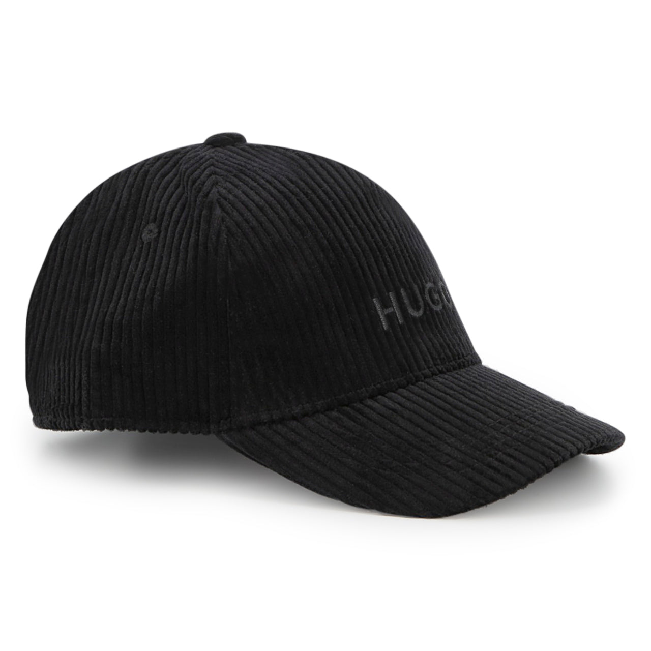 HUGO Gorra o cachucha para niño y teen negra de pana logo al tono