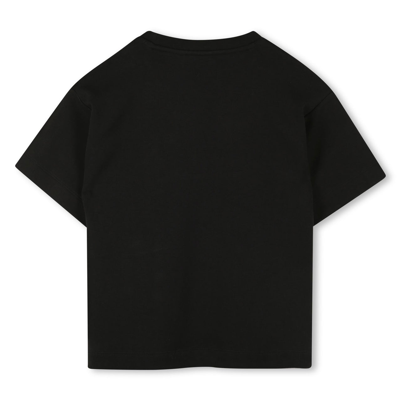 HUGO Playera corta para niña y adolescente negra logo en aplicacion