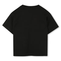 Thumbnail for HUGO Playera corta para niña y adolescente negra logo en aplicacion