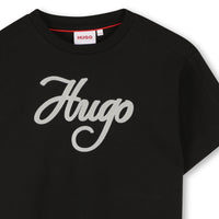 Thumbnail for HUGO Playera corta para niña y adolescente negra logo en aplicacion