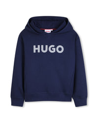 Thumbnail for HUGO Sudadera o Hoodie para niño y teen color azul logo al frente con capucha