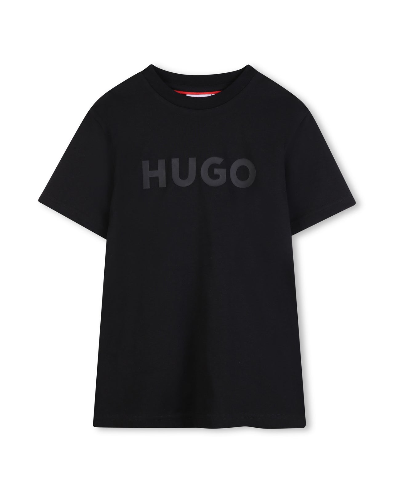 HUGO Playera para niño y teen negra logo al tono