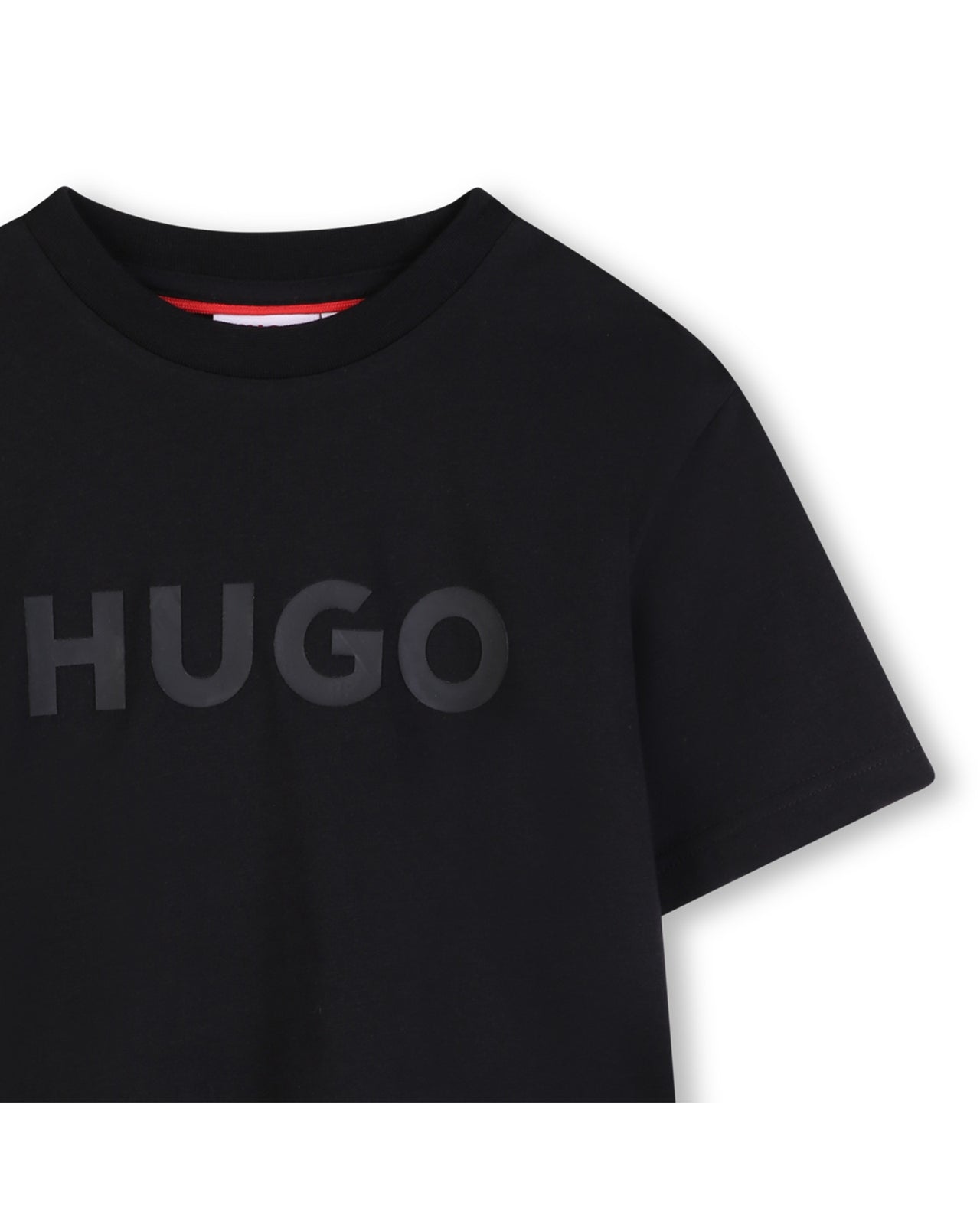 HUGO Playera para niño y teen negra logo al tono