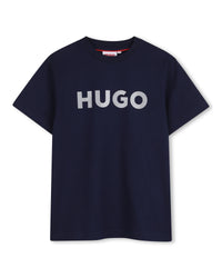 Thumbnail for HUGO Playera para niño y teen azul logo al frente permanent
