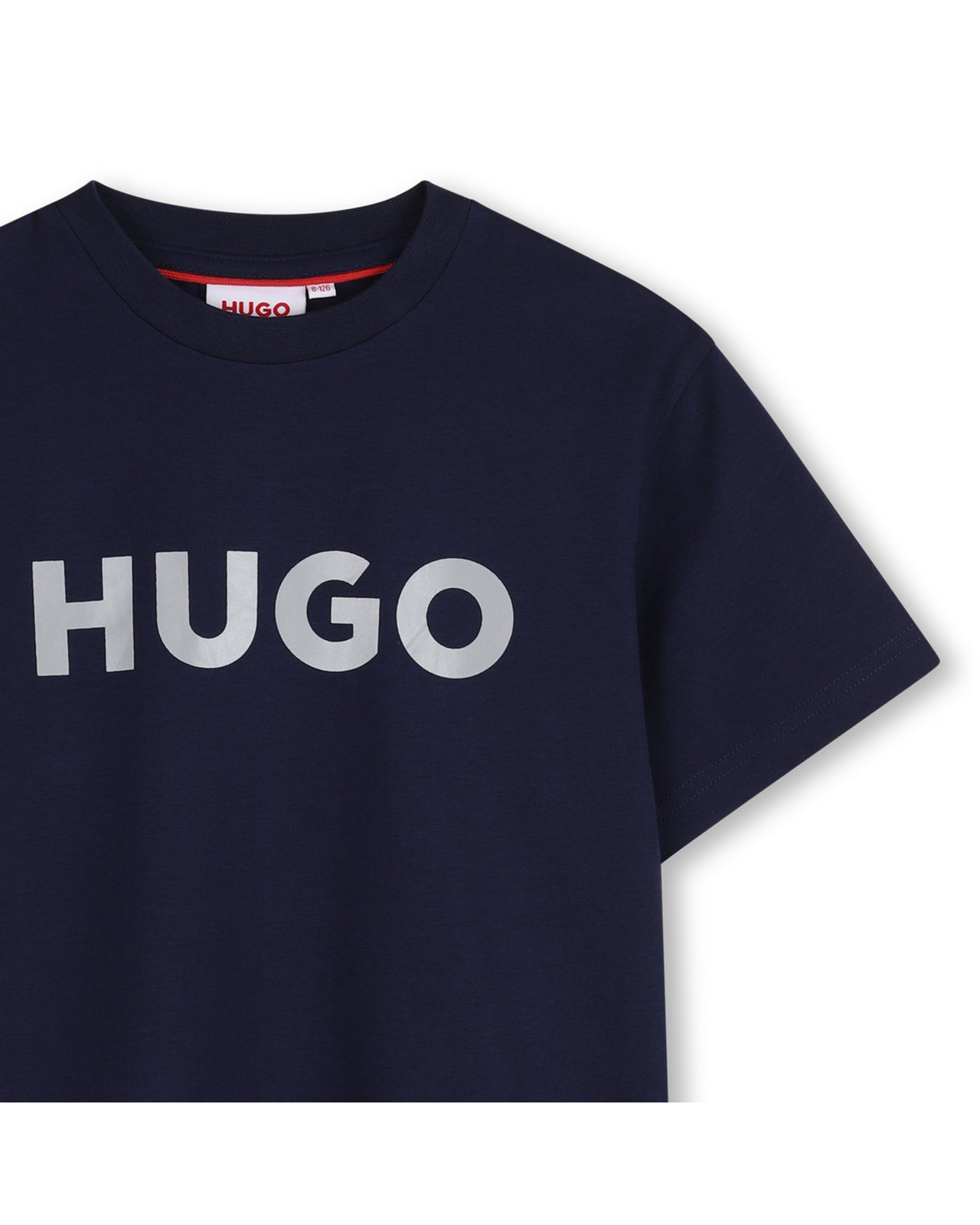 HUGO Playera para niño y teen azul logo al frente permanent