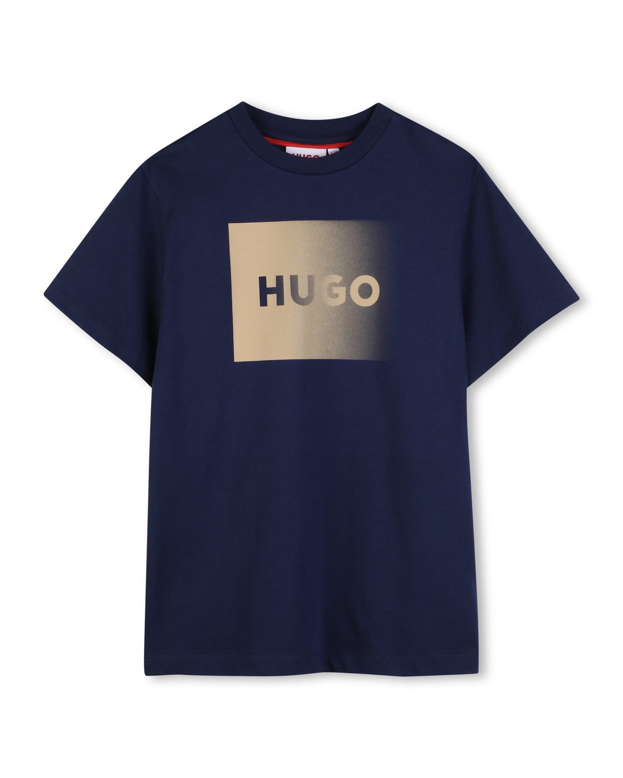 HUGO Playera para niño y teen azul, logo difuminado