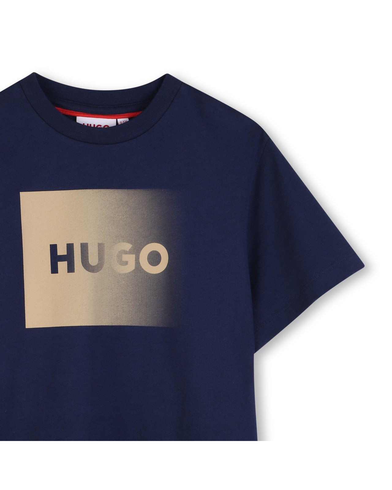 HUGO Playera para niño y teen azul, logo difuminado