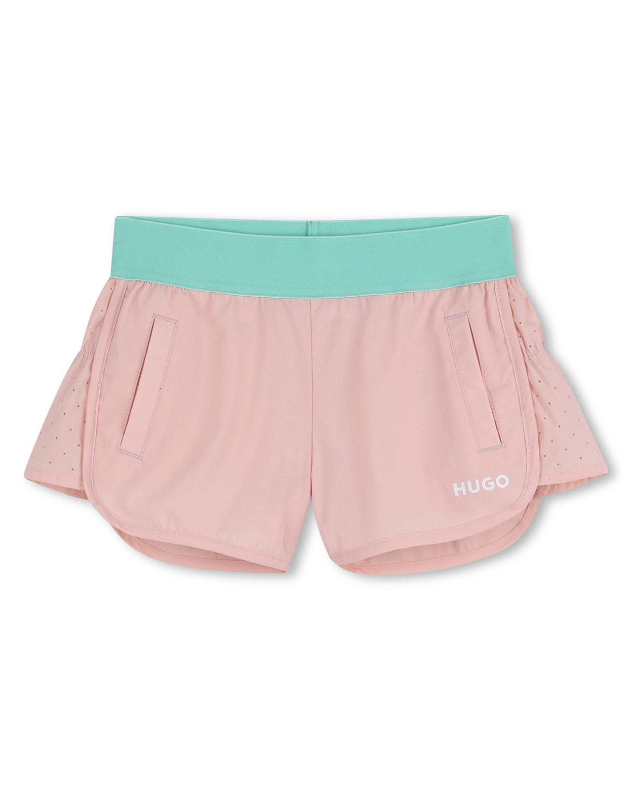 HUGO Set de Short con sudadera para niña y teen en tonos blancos rosas y verdes con capucha