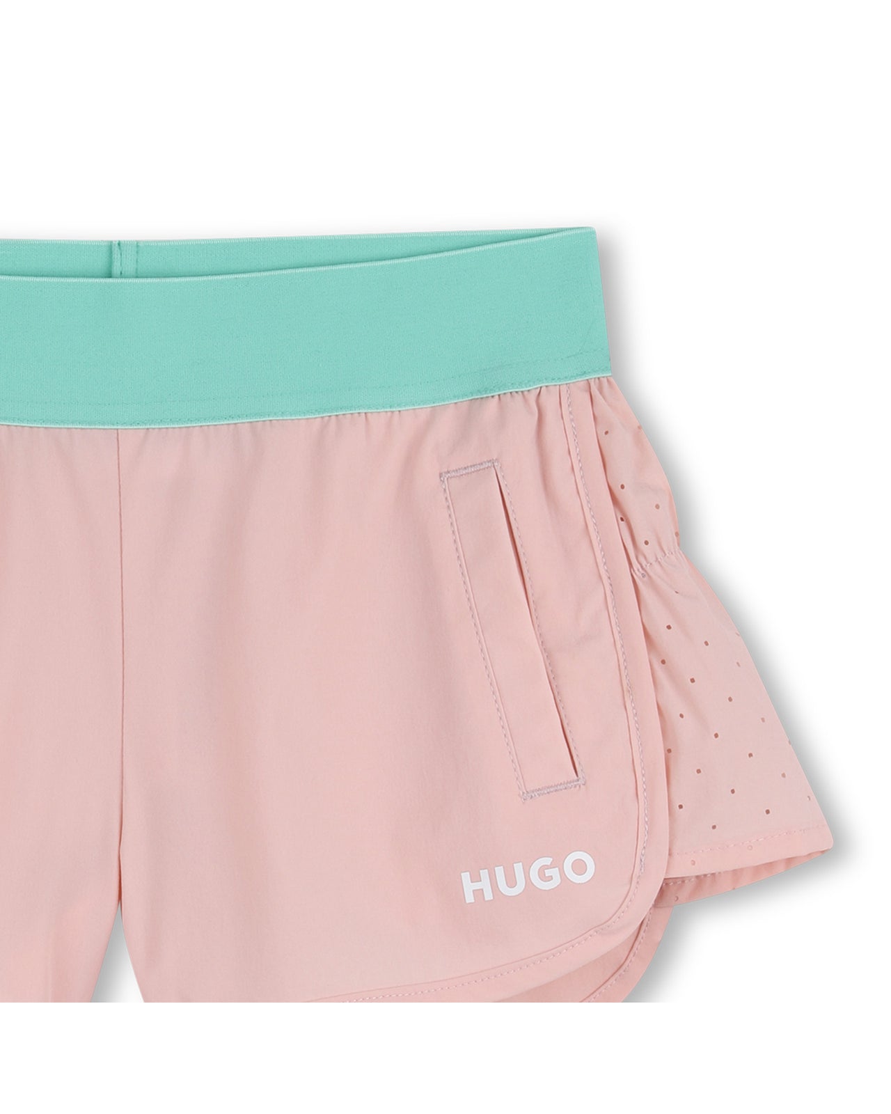 HUGO Set de Short con sudadera para niña y teen en tonos blancos rosas y verdes con capucha