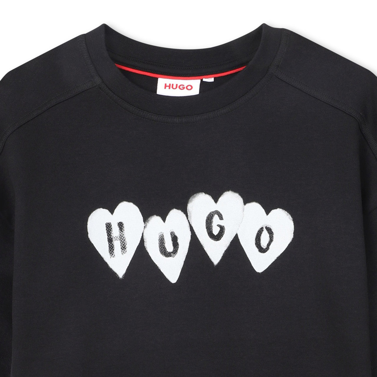 HUGO Playera para niña y teen Color negro print logo