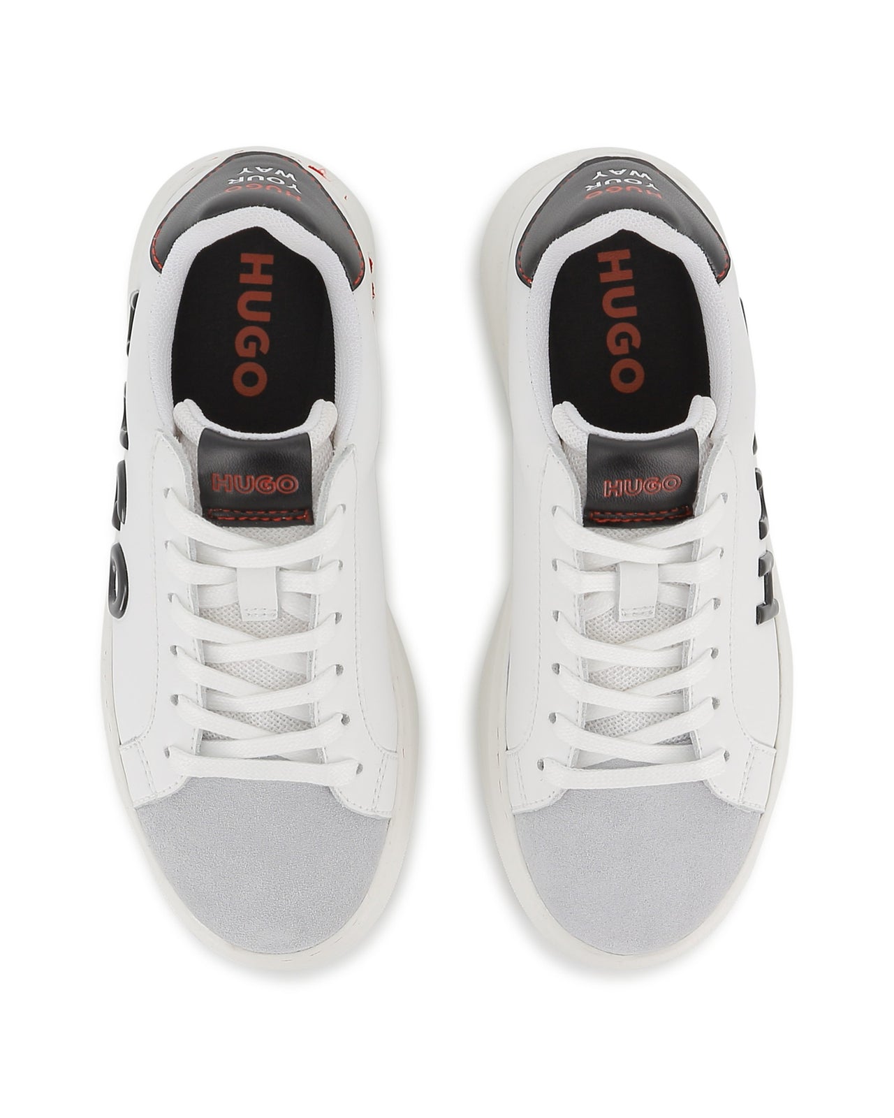 HUGO tenis para niño y teen con agujetas blancos logo realzado en blanco