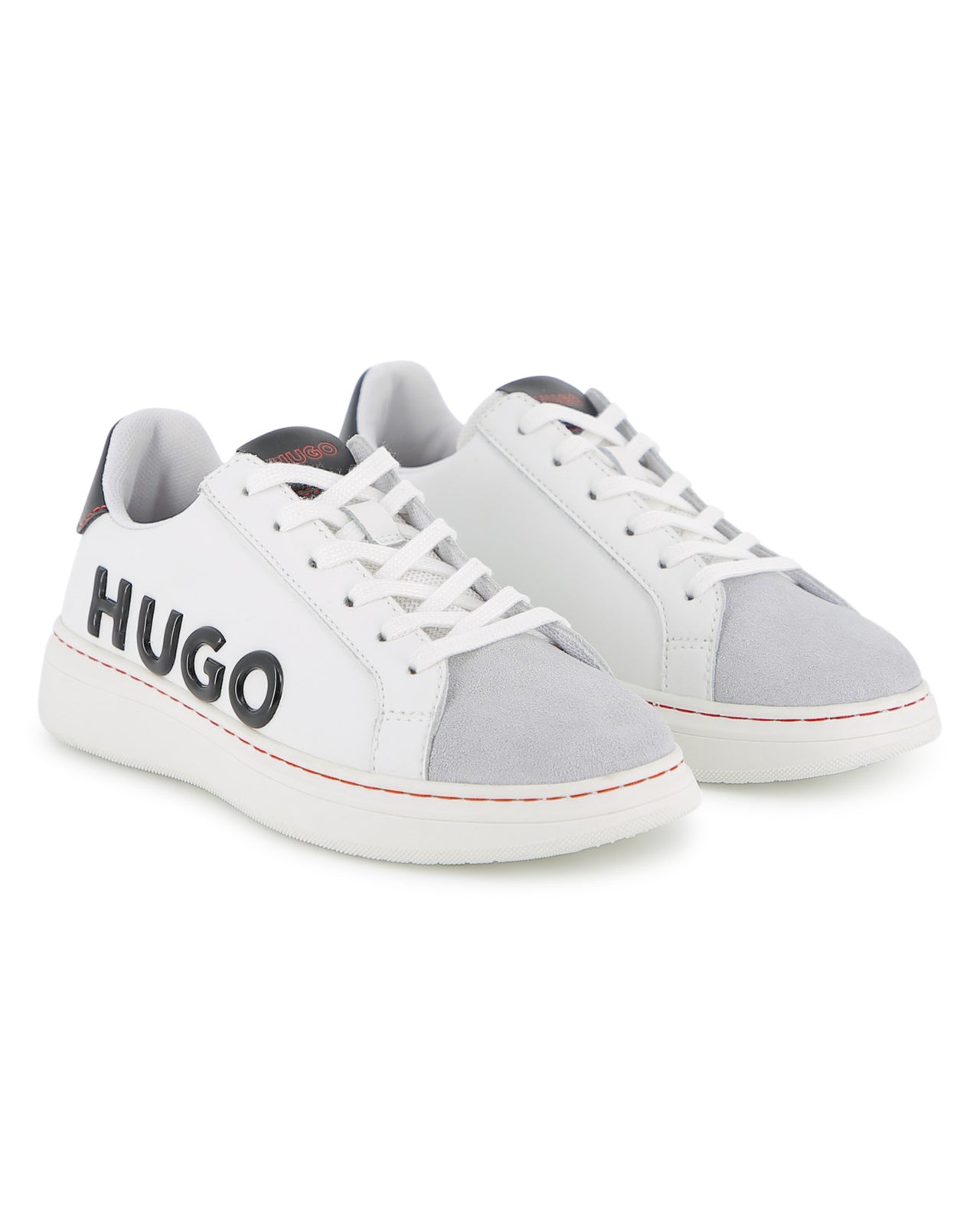 HUGO tenis para niño y teen con agujetas blancos logo realzado en blanco