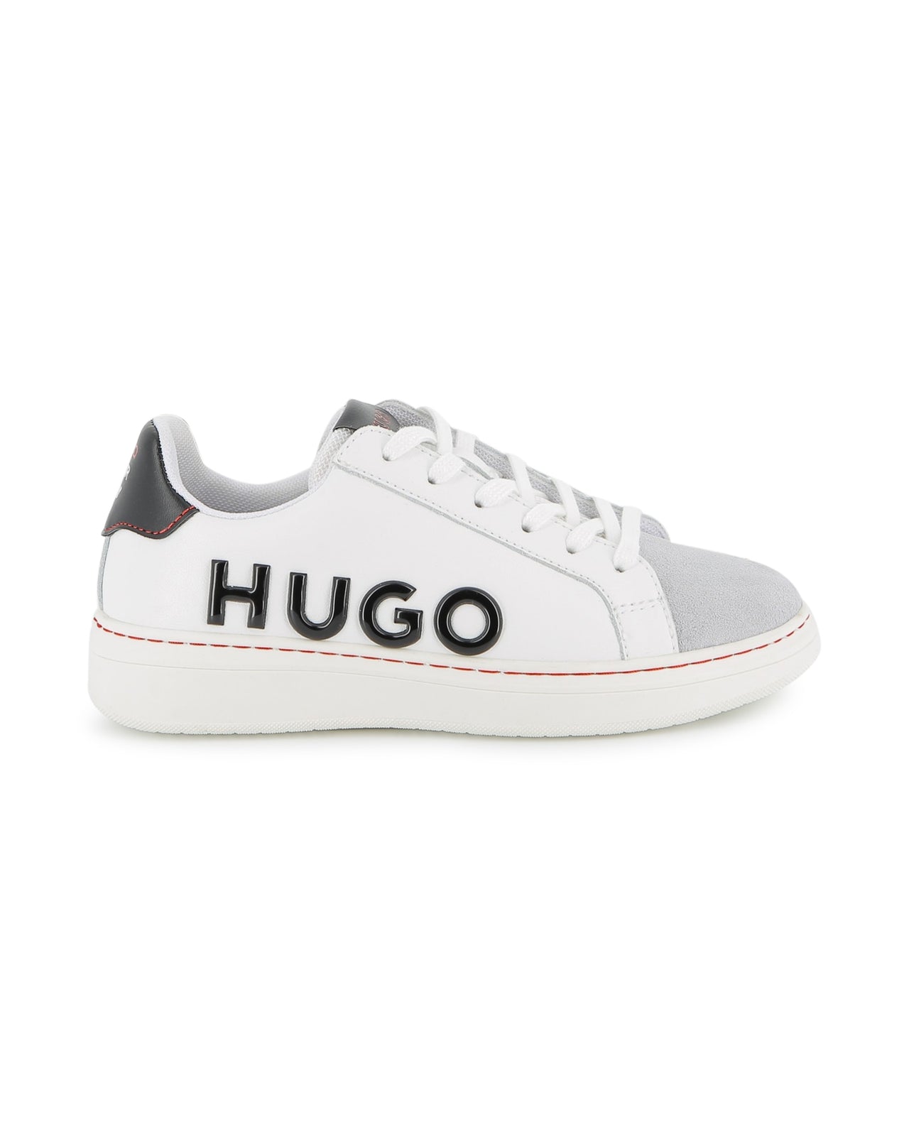 HUGO tenis para niño y teen con agujetas blancos logo realzado en blanco