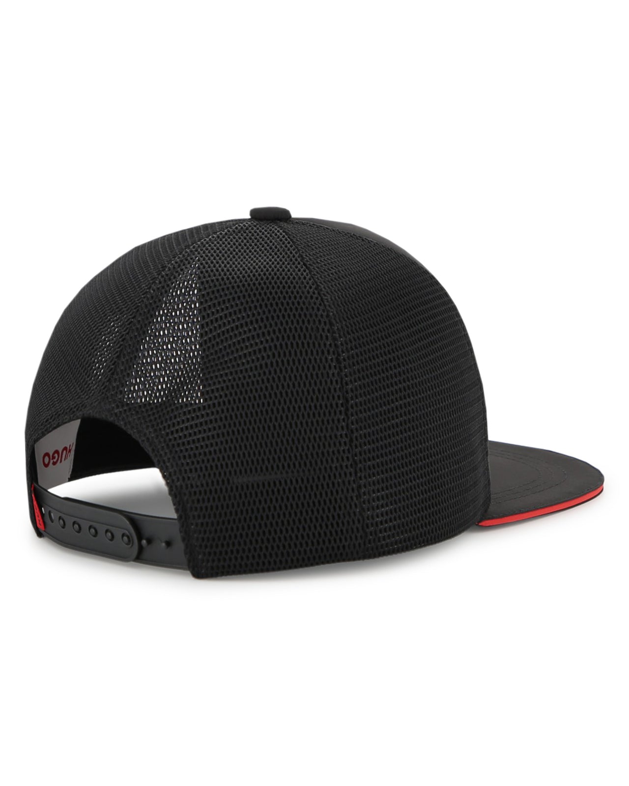 HUGO Gorra negra para niño y teen unisex logo con en relieve vicera plana