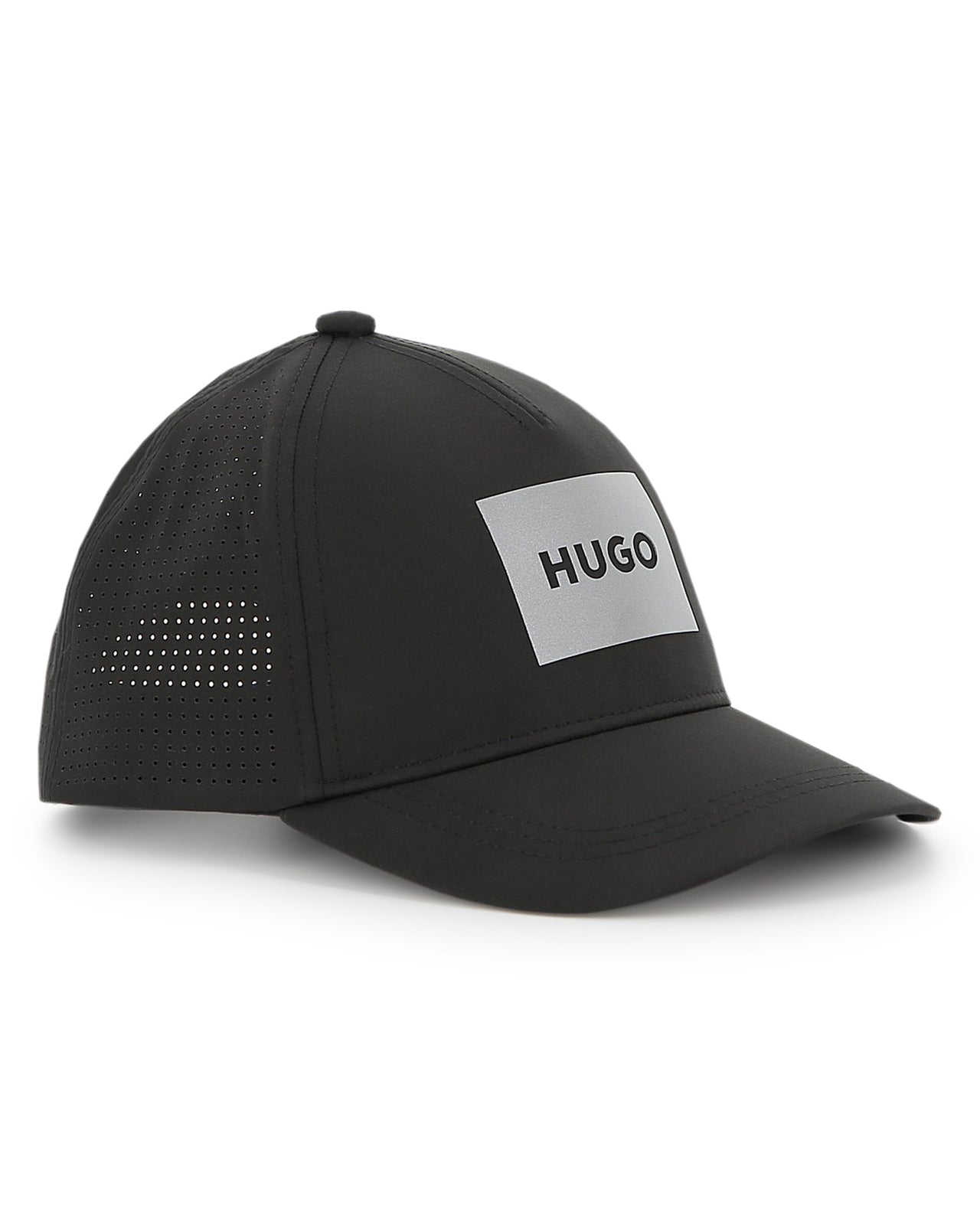HUGO Gorra negra para niño y teen logo en parche plata