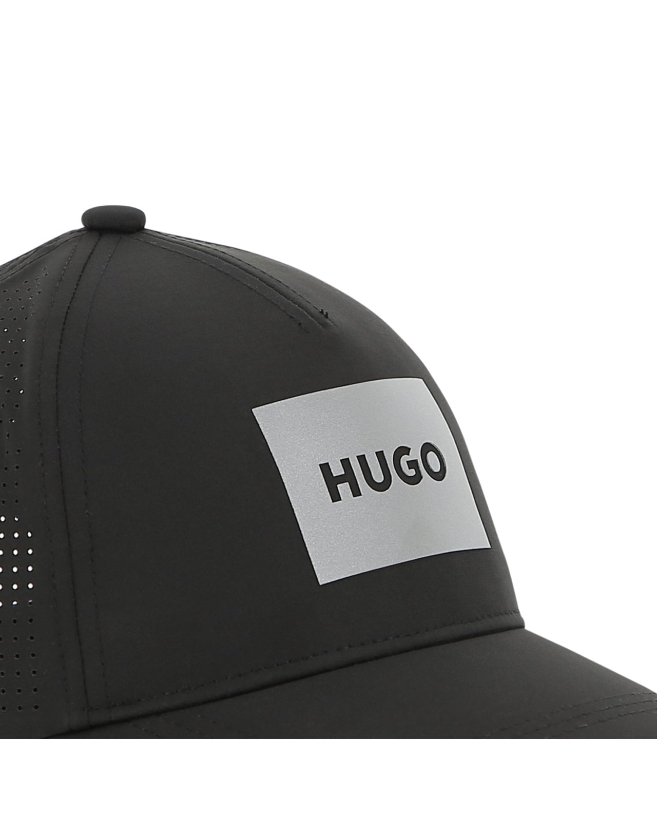 HUGO Gorra negra para niño y teen logo en parche plata