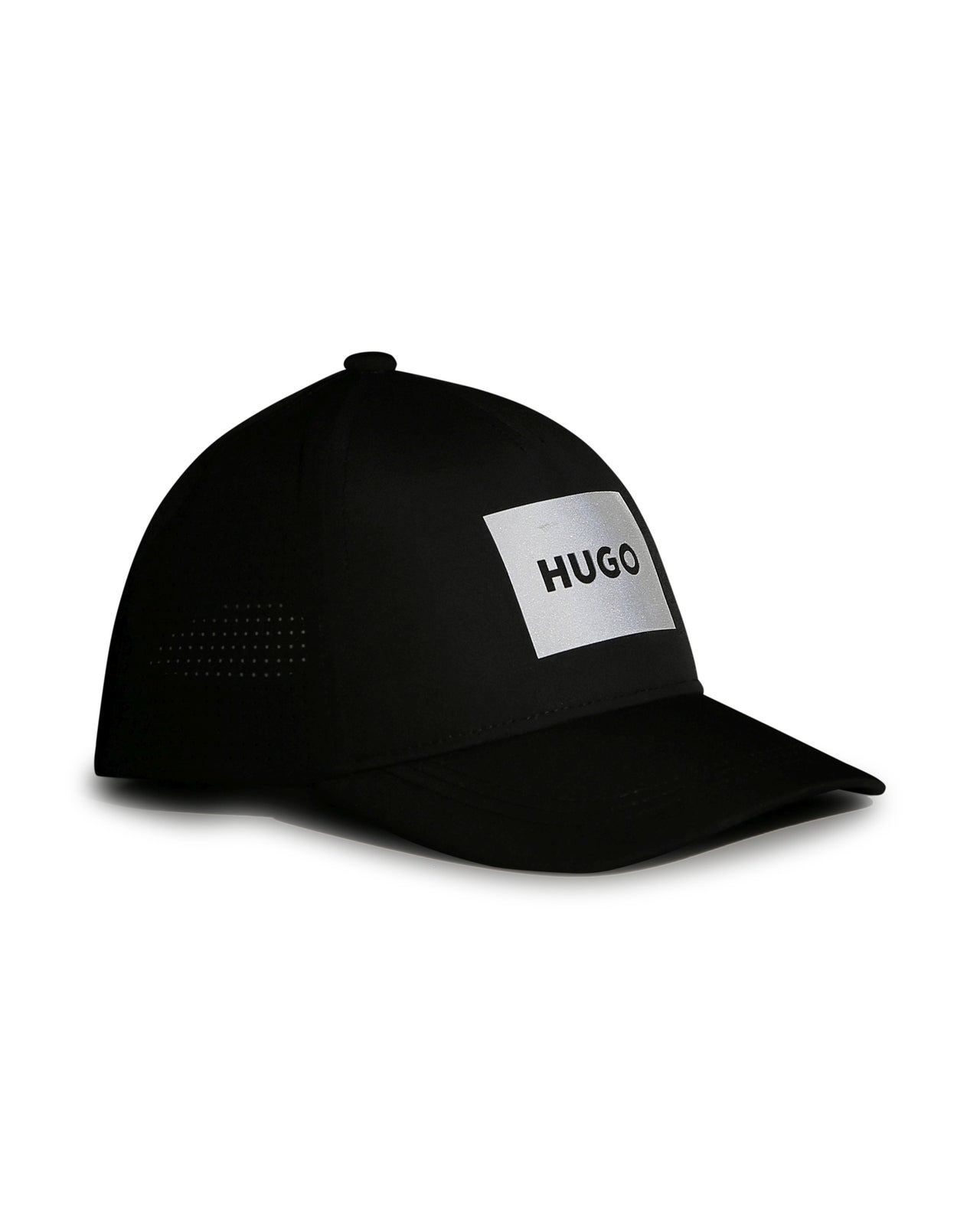 HUGO Gorra negra para niño y teen logo en parche plata