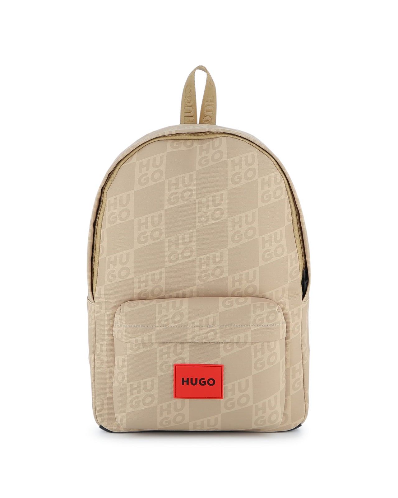 HUGO backpack color, beige All Over Print, Bolsa frontal ajustable
