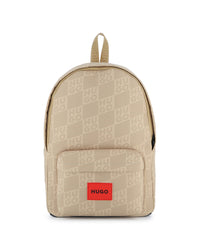 Thumbnail for HUGO backpack color, beige All Over Print, Bolsa frontal ajustable