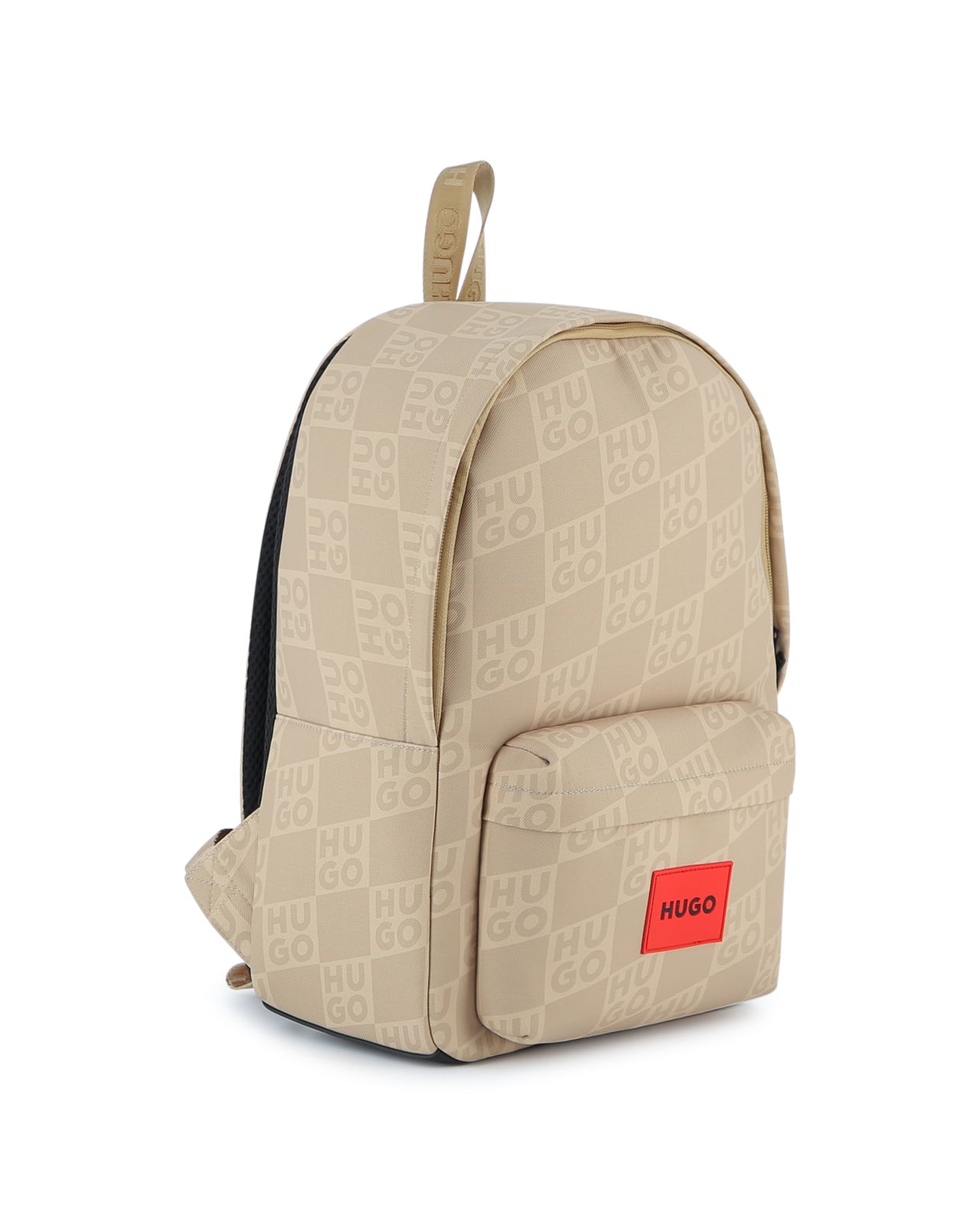 HUGO backpack color, beige All Over Print, Bolsa frontal ajustable