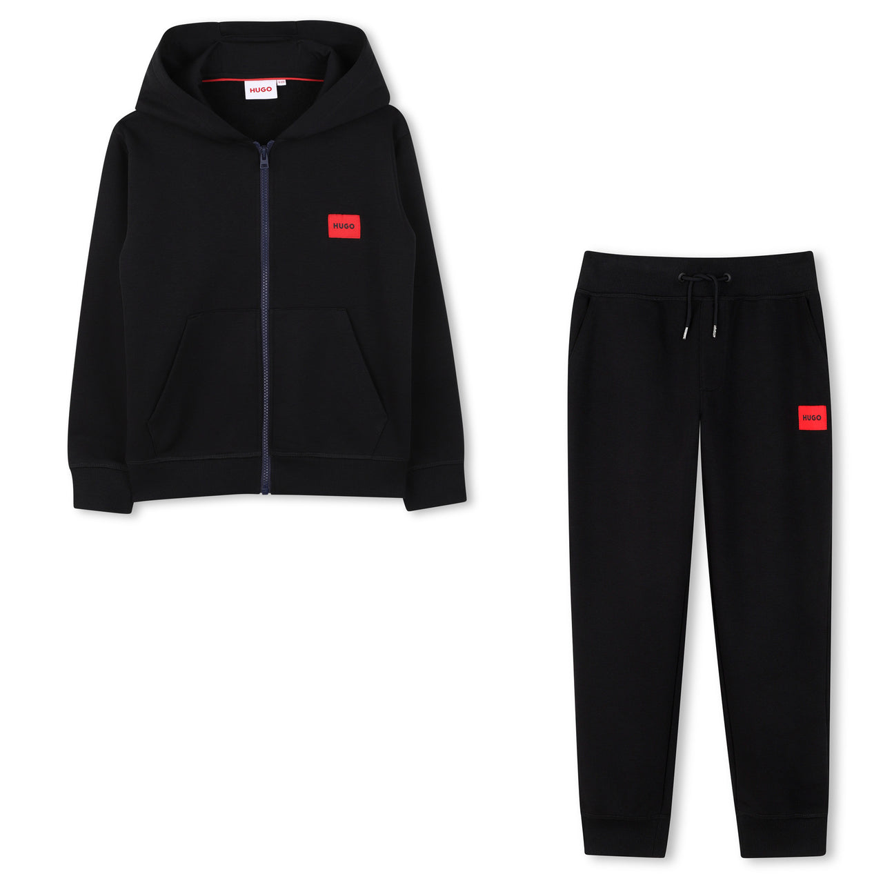 HUGO Set de pants para niño y teen negro logo tipo parche en rojo
