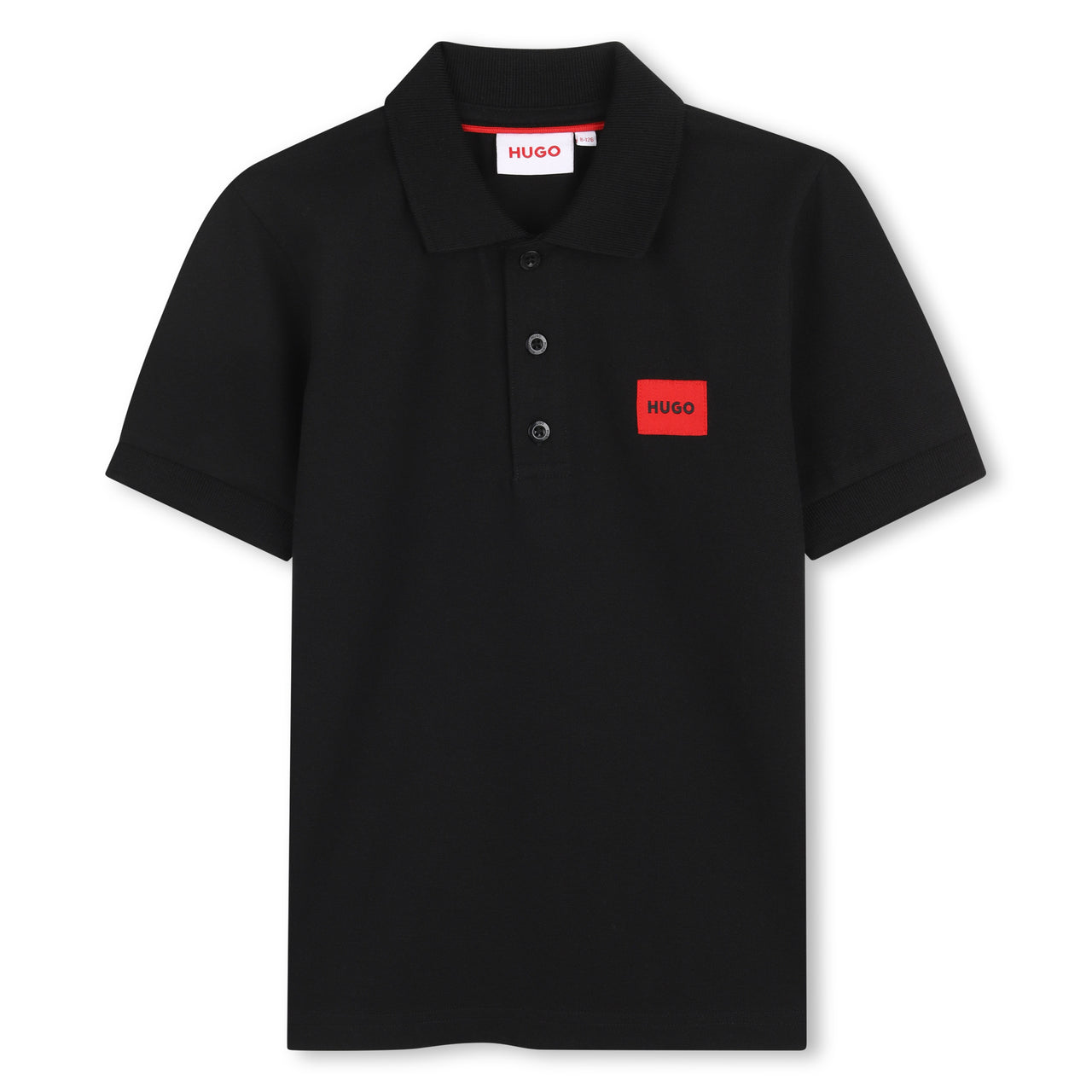 HUGO Polo para niño y teen negra logo parche rojo