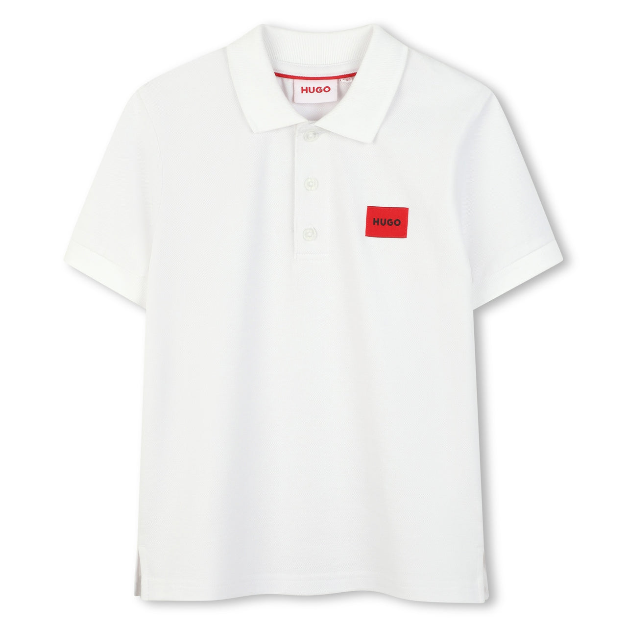 HUGO Polo para niño y teen blanco logo parche rojo
