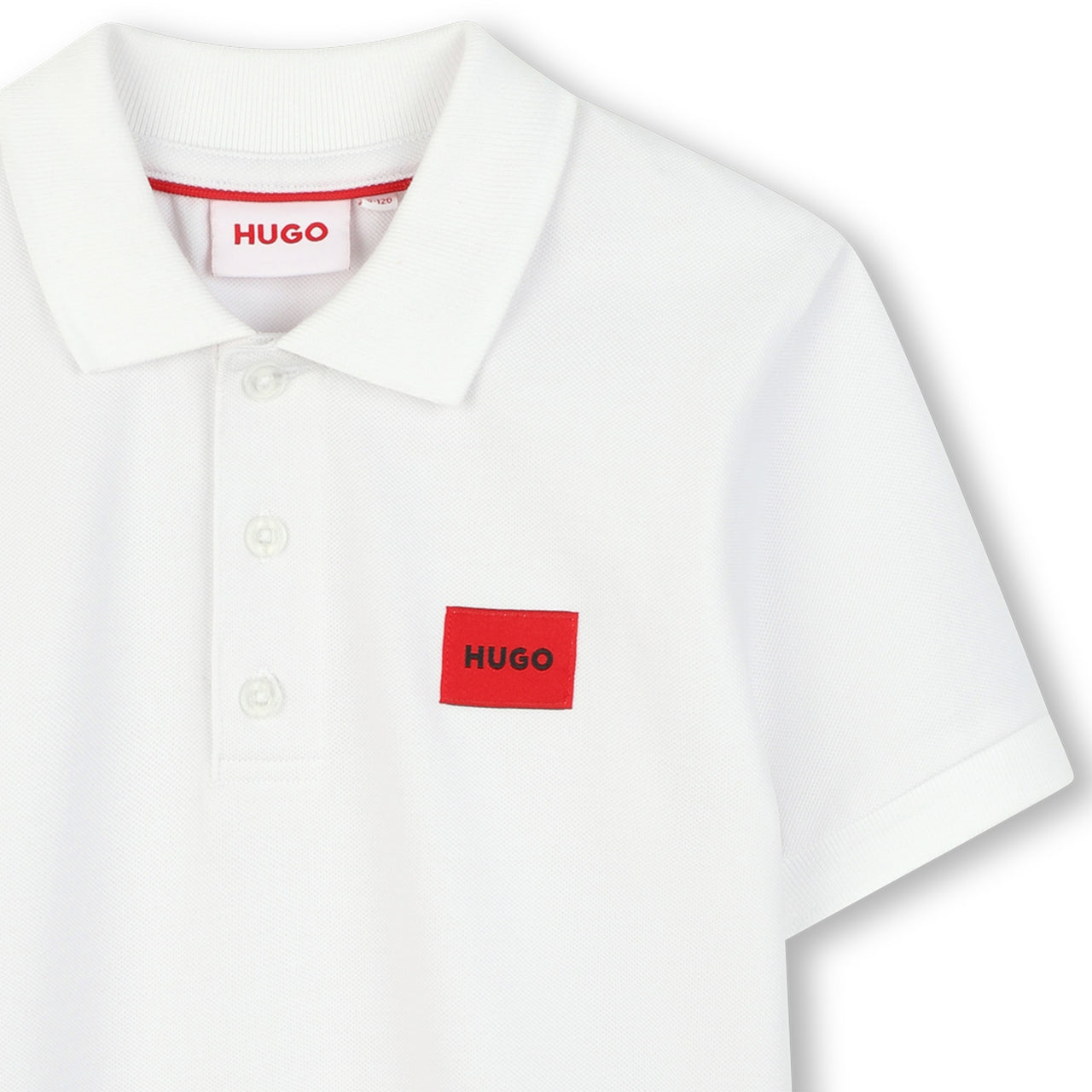 HUGO Polo para niño y teen blanco logo parche rojo