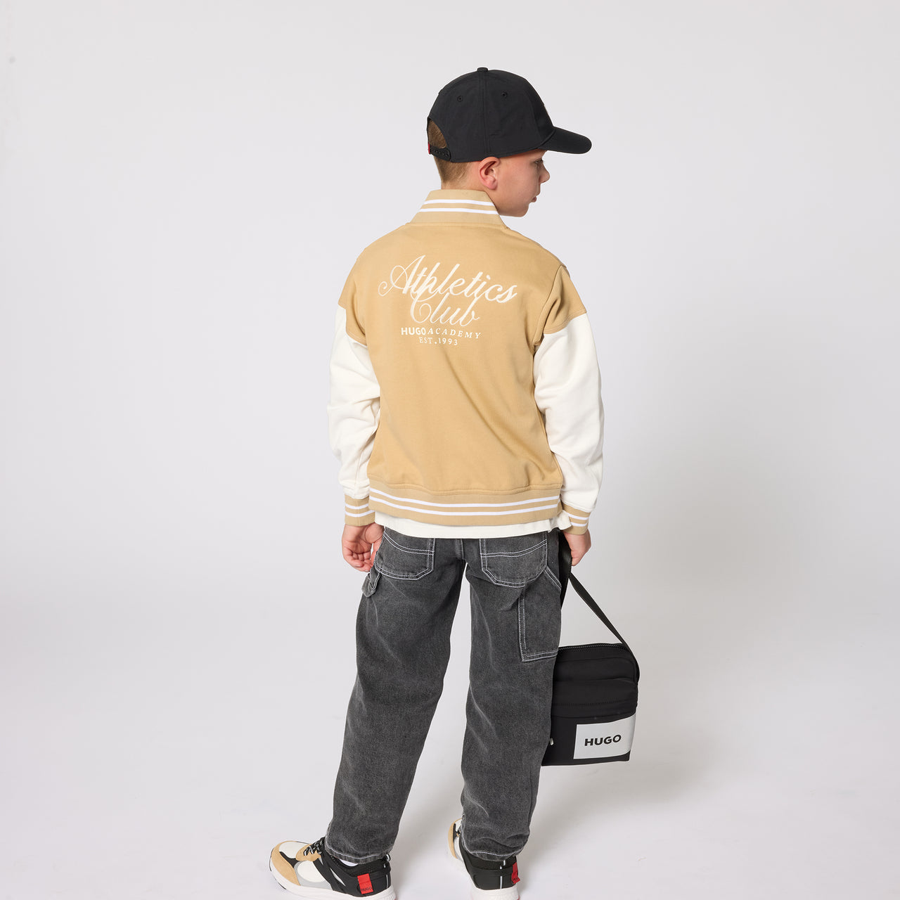 HUGO Gorra negra permanent para niño y teen unisex logo con aplicacion