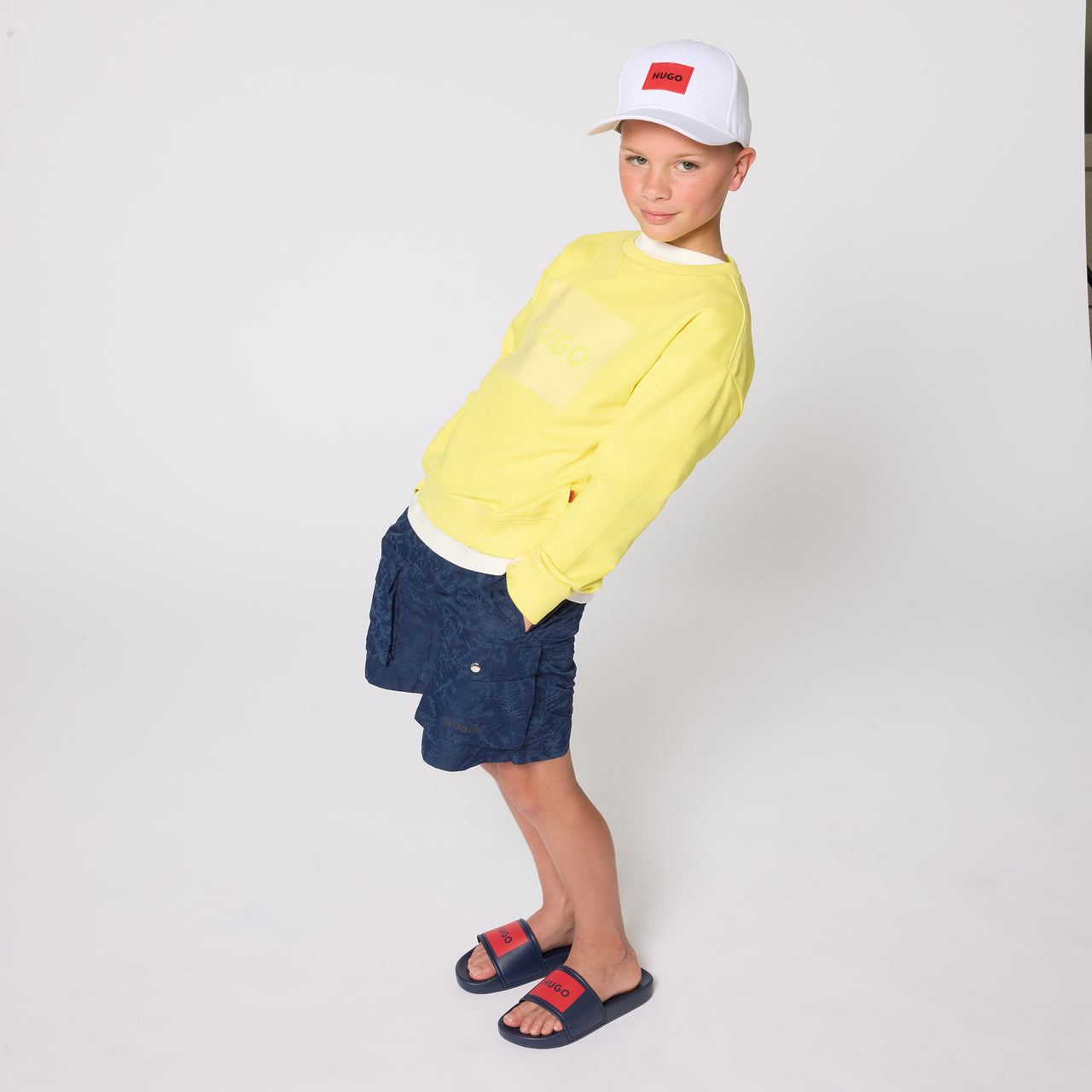 HUGO Gorra blanca permanent para niño y teen unisex logo con aplicacion