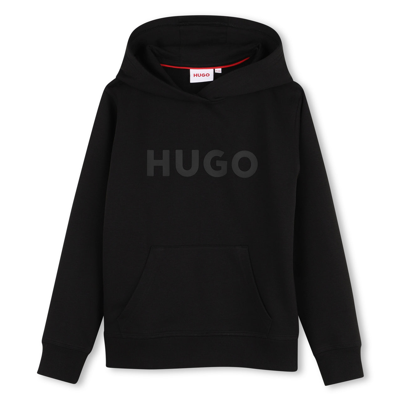 HUGO Sudadera para niño y teen negra logo al tono al frente