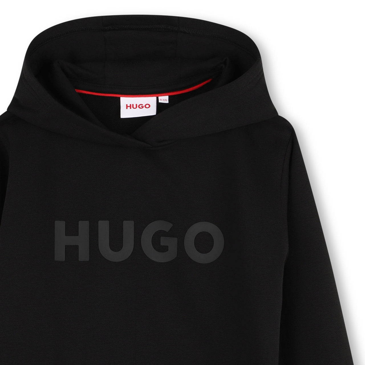 HUGO Sudadera para niño y teen negra logo al tono al frente