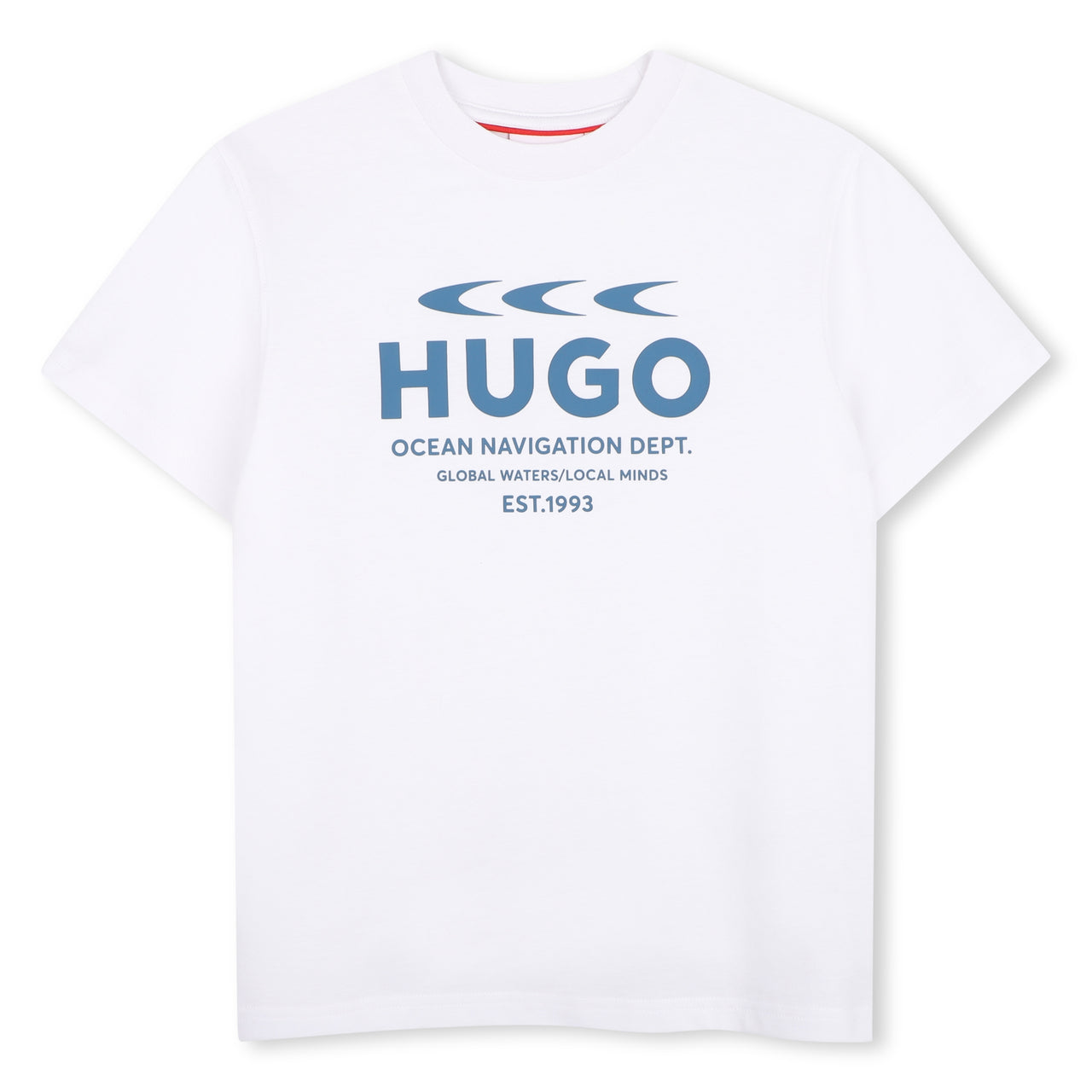 HUGO playera para niño y teen blanca logo ocean