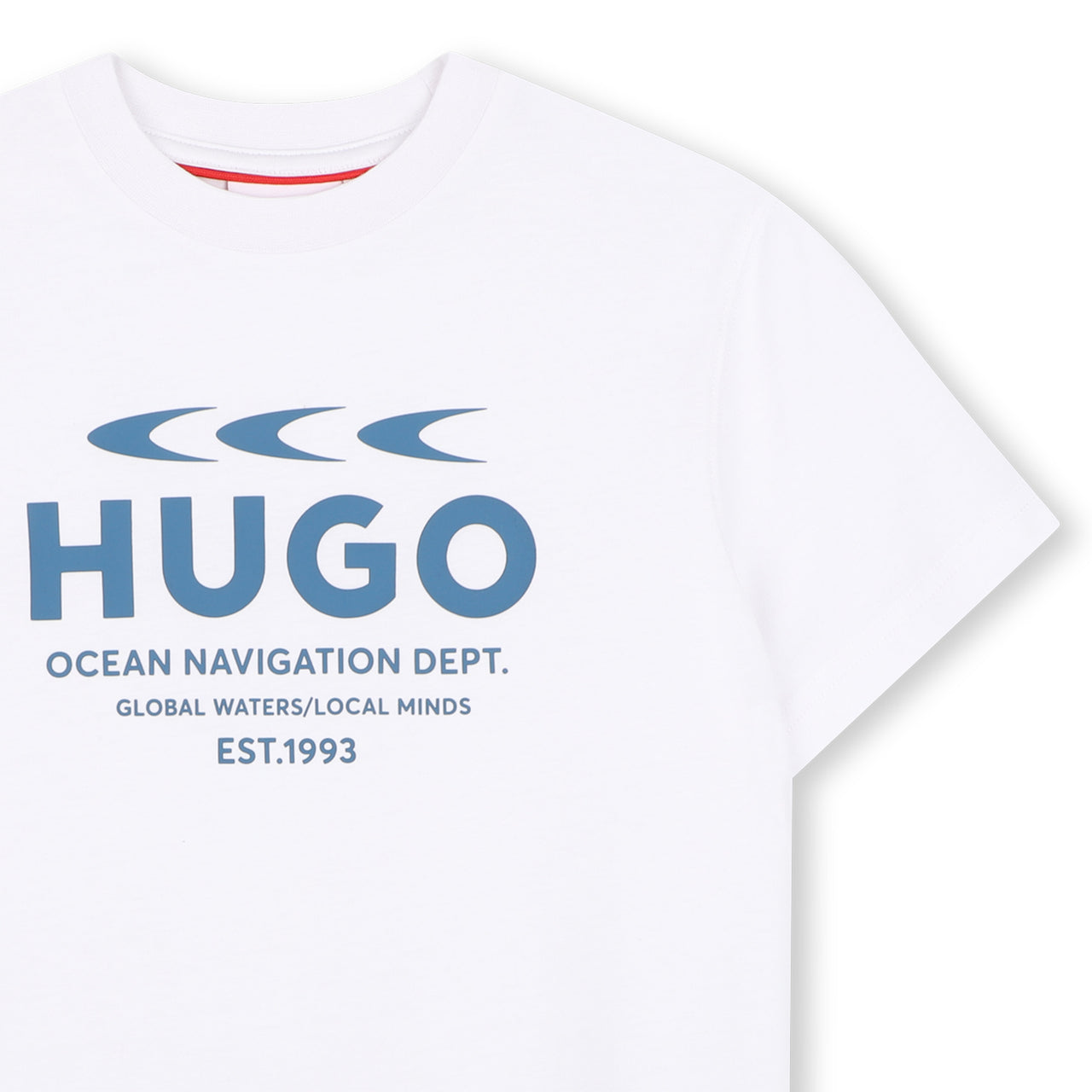 HUGO playera para niño y teen blanca logo ocean
