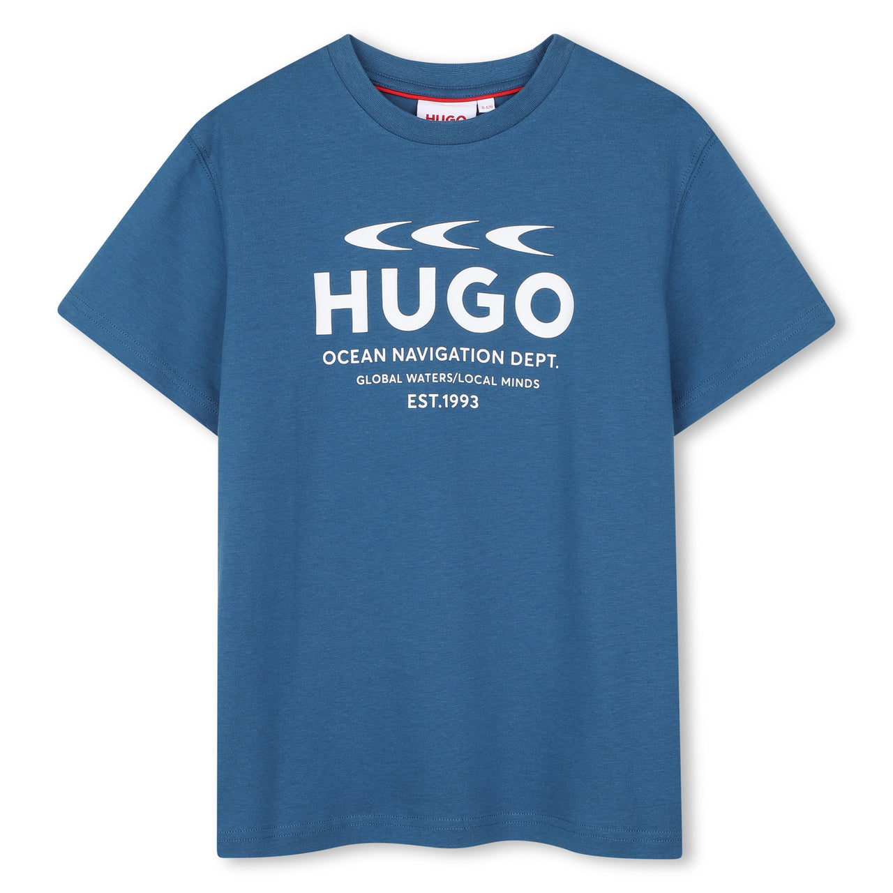 HUGO playera para niño y teen azul logo ocean