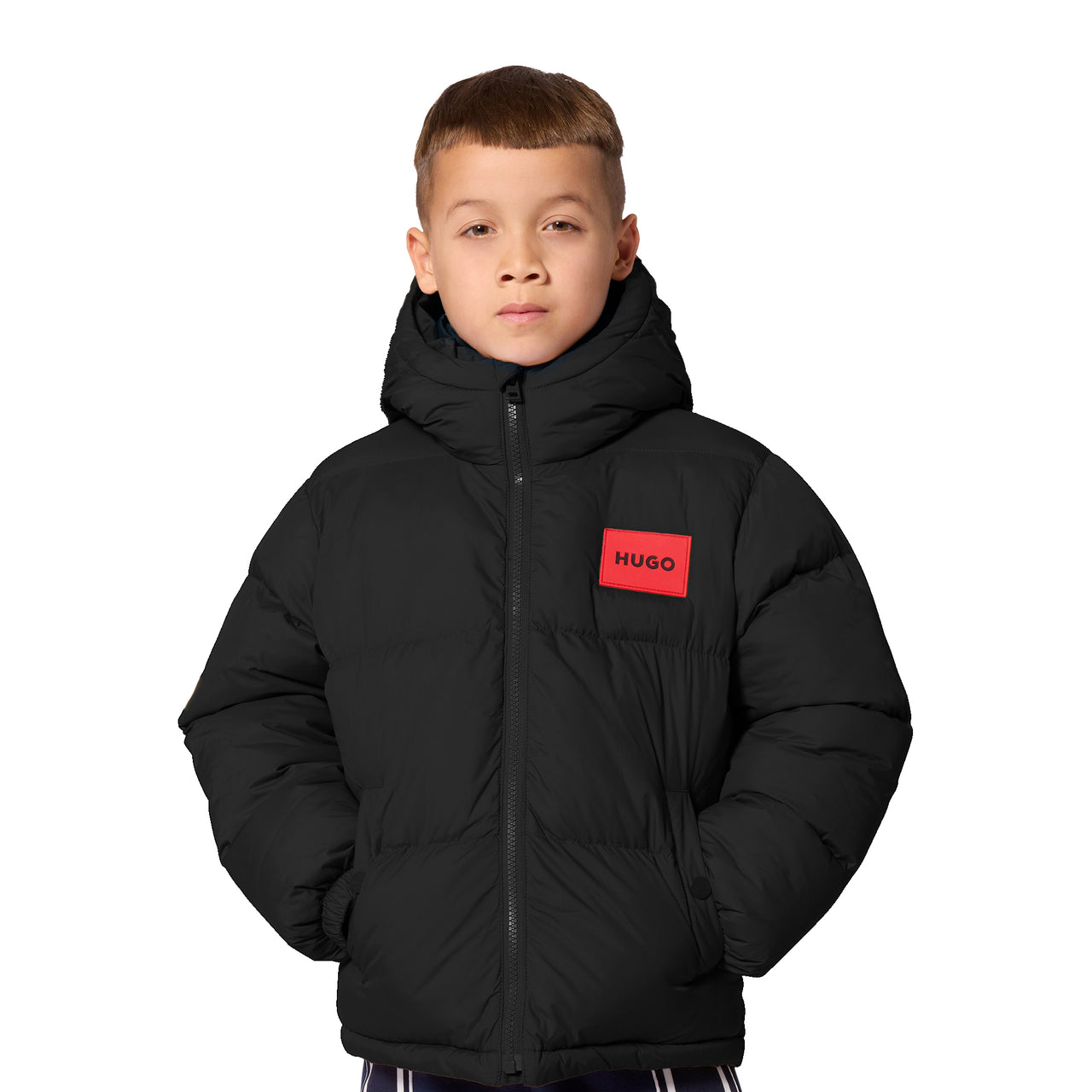 HUGO Chamarra para niño y teen unisex negra con capucha