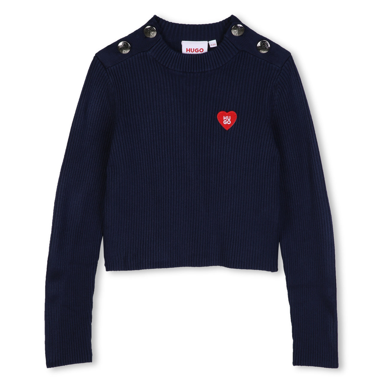 BOSS Sweter para niña y teen azul alpicacion corazon y botones en el hombro