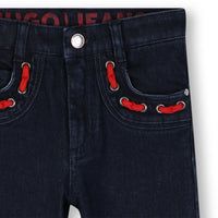 Thumbnail for HUGO Jeans para niña y teen color negro cordones rojos