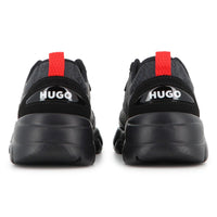 Thumbnail for HUGO Tenis para niño y teen con agujetas, color negro, allover print logo
