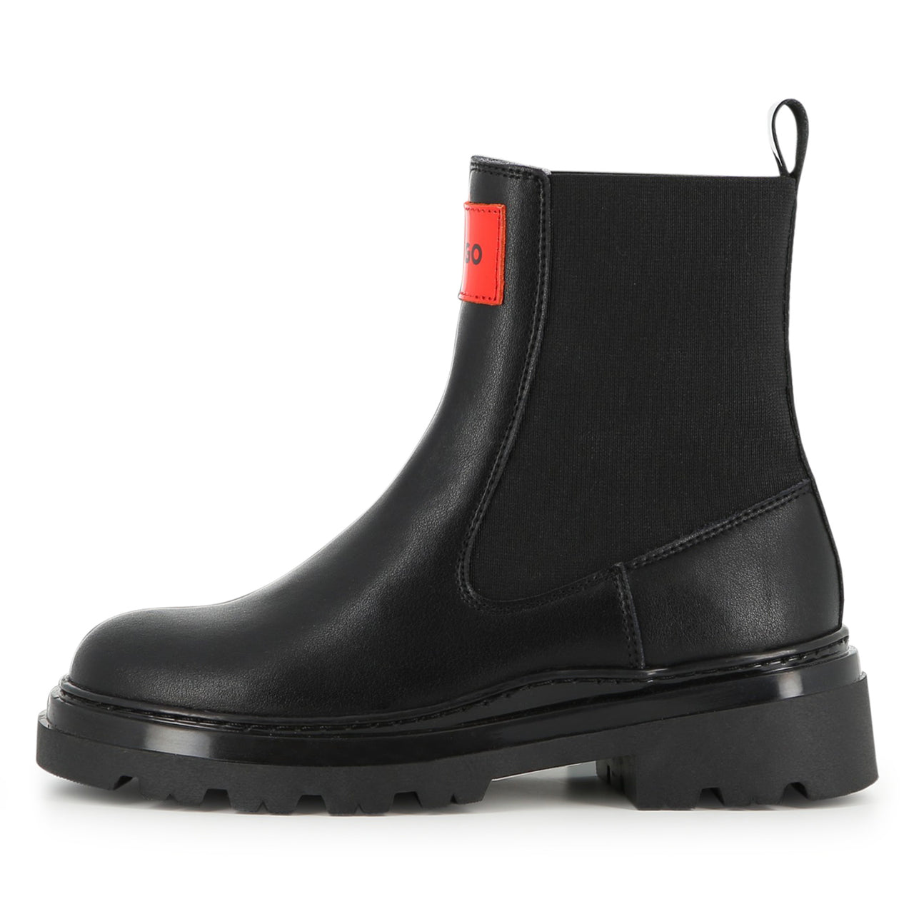 HUGO Botin para niño y teen unisex negro logo tipo parche al frente