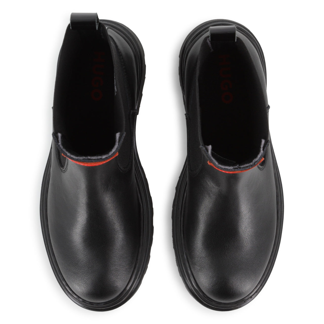 HUGO Botin para niño y teen unisex negro logo tipo parche al frente