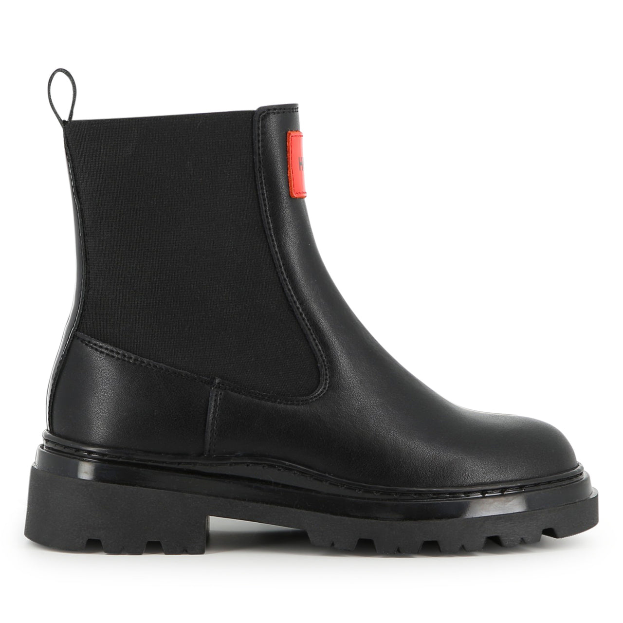 HUGO Botin para niño y teen unisex negro logo tipo parche al frente