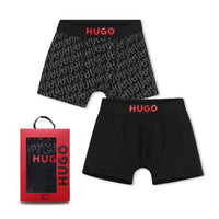 Thumbnail for HUGO Set de 2 boxers negro para niño y teen liso otro allover print