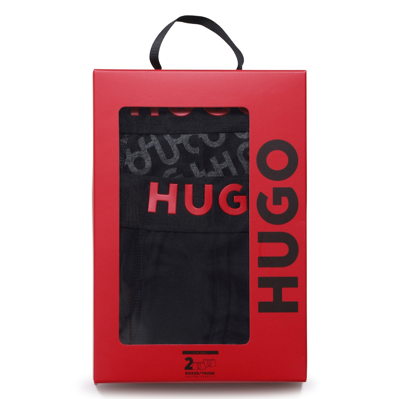 HUGO Set de 2 boxers negro para niño y teen liso otro allover print